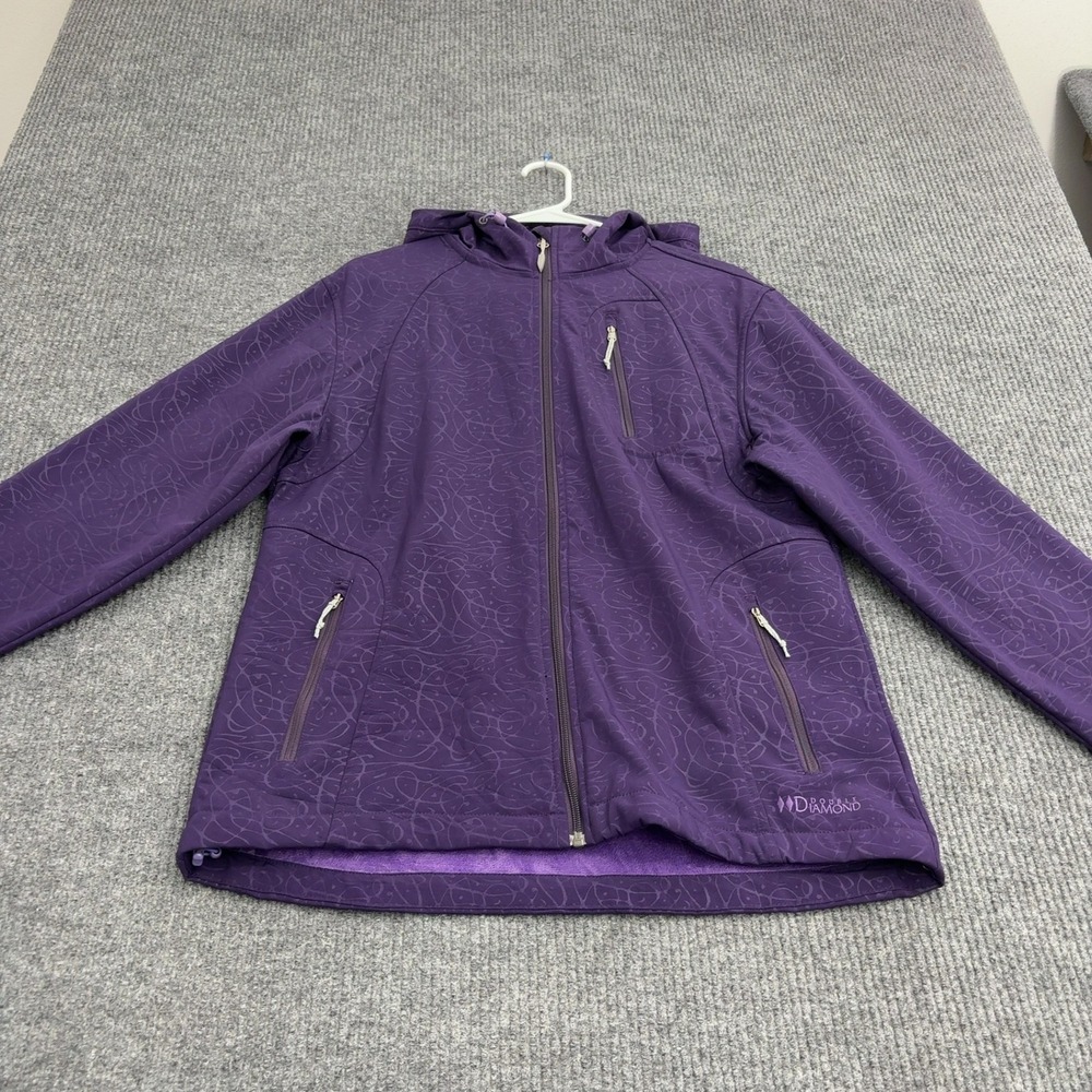 Double Diamond Jacket Womens L Purple Poly Spandex Hooded Softshell Gorpcore